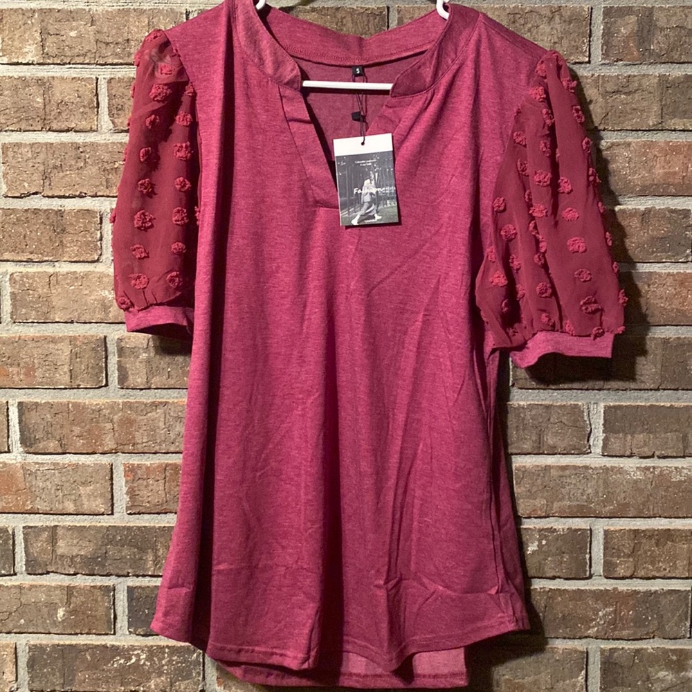 Women's Short Sleeve Top in Red by H&M